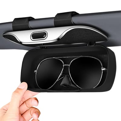 Dailygoods- Zonnebrilhouder Auto - Zonnebril Houder - Beschermende Opbergcase - Eenvoudig Drukmechanisme - Antislip Grip - Geschikt voor Zonneklep - Zonnebrilcase