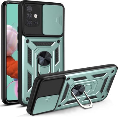 Coverup Hoesje - Geschikt voor Samsung Galaxy A51 Hoesje - Coverup Armor Ring Kickstand Back Cover met Camera Shield - Mintgroen