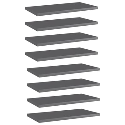 vidaXL - Wandschappen - 8 - st - 40x20x1,5 - cm - spaanplaat - hoogglans - grijs