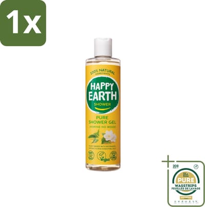 1 x Happy Earth – Douchegel – 100% Natuurlijk Jasmine Ho Wood – 300 ml- 100% Natuurlijke Douchegel - Jasmijn En Ho Wood - Vegan Douchegel - Natuurlijke Huidverzorging - Dierproefvrij