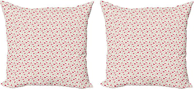 ABAKUHAUS Decoratieve kussenhoezen met bloemenprint, 2 stuks, moderne accenten, dubbelzijdige digitale print, 50x50 cm, Vermiljoenbeige
