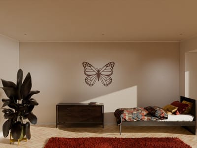 Houten wanddecoratie - Wooden wall decoration | Vlinder 45 x 34cm Butterfly | Donker hout - Dark wood | Muurdecoratie - Wall art - Design Wandfiguur - Echt Hout - Real Wood - Dieren