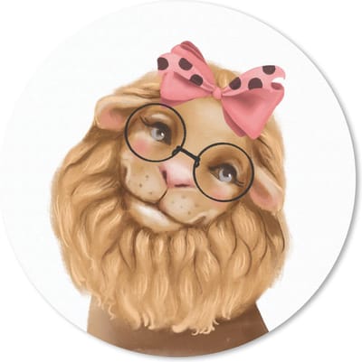 Muismat rond 20x20 cm - Mousepad Leeuw - Strik - Kinderen - Ronde muismatten