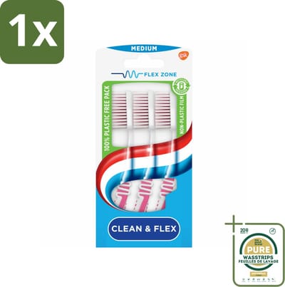 1 x Aquafresh Tandenborstel Clean & Flex Medium 3 stuks per verpakking- Tandenborstel - Tandenborstel Medium - Tandenborstel Clean - Tandenborstel Flex - Tandenborstel Voor Tandvlees