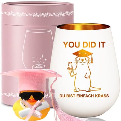 Dailygoods- Windlicht glas met geschenkdoos - Cadeau voor afstuderen - Otter cadeau - Decoratie voor auto - Gegraveerde tekst - Afmetingen 113x86x86mm - Kaarsenhouder