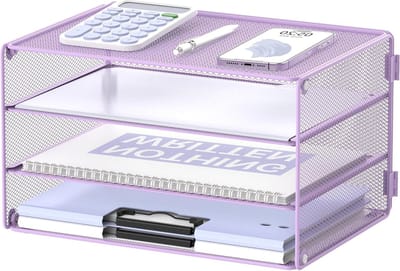 Bureau Organizer - Papier Lade - Bureau Opbergen - 3-Laags Ontwerp - A4 Formaat - Lichtpaars