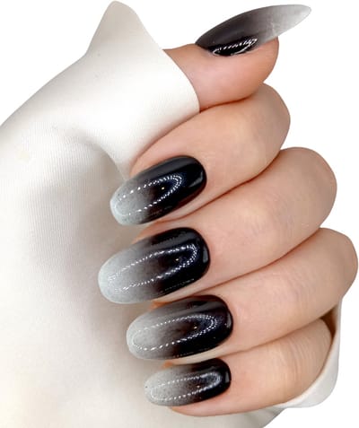 SD Press on Nails - Nagelset No. 125 Mist - Plaknagels - Gelnagels - 20 stuks - Handgemaakte Nagels - Gothic - Cosplay - Zwarte Nagels - Medium Rond - Halloween - Gellak - Nail Art - Nagellijm - Accessoires - Ombre nails - nailsathome - Nagellak