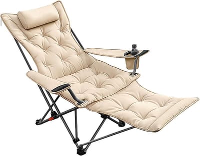 Draagbare Campingstoel - Opvouwbare Ligstoel - Buiten Ontspannen - Verstelbare Rugleuning - Tot 120 kg - Beige