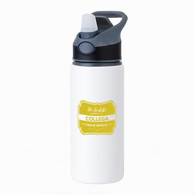 Hacebo® - De leukste collega van de wereld waterfles met rietje zwart - iemand die een collega is - leukste ooit - werk - collega - verjaardagscadeau - kado - gift - geschenk - afscheidscadeau - welkomscadeau - water fles - 650ML