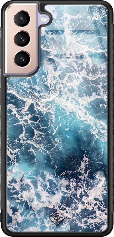 Casimoda® hoesje - Geschikt voor Samsung Galaxy S21 - Oceaan - Luxe Hard Case Zwart - Backcover telefoonhoesje - Blauw