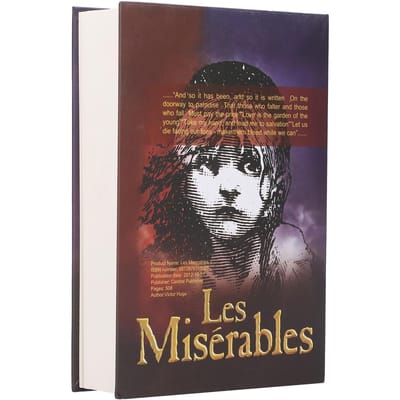 Boîte de sécurité Livre de simulation Boîte d'épargne avec clé pour argent liquide, pièces de monnaie, cartes bancaires, bijoux black