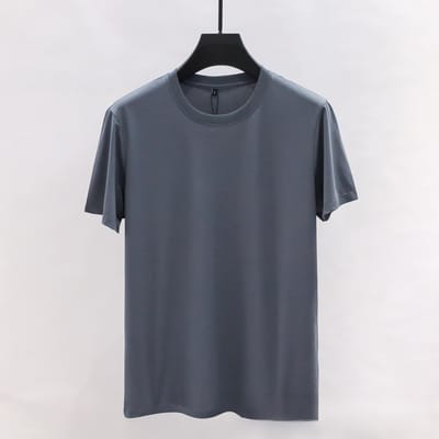 T-shirt à manches courtes et col ras du cou pour homme, couleur unie, en soie douce, style décontracté et ample, collection printemps et été 4XL gray