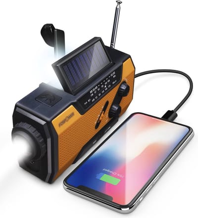 Draagbare Noorderadio met 2000 mAh Powerbank - Zonne-energie, Handslinger en Batterijvoeding voor Noodgevallen