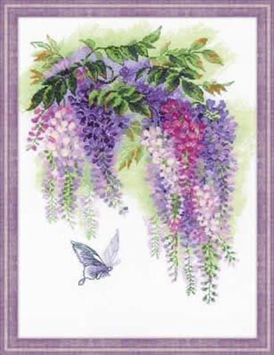 Borduurpakket Bloemen Wisteria - Riolis