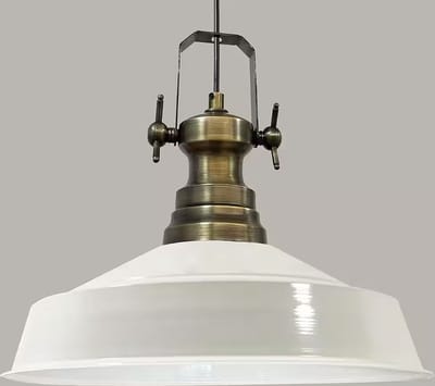Bamyum Hangende Metalen Lamp Ø41 cm, E27, Vintage Lamp, Wit Binnenkant