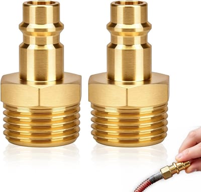 Persluchtaansluiting 1/2 inch van messing, 2 stuks met buitendraad, ideaal voor slang en schroefdraadverbindingen