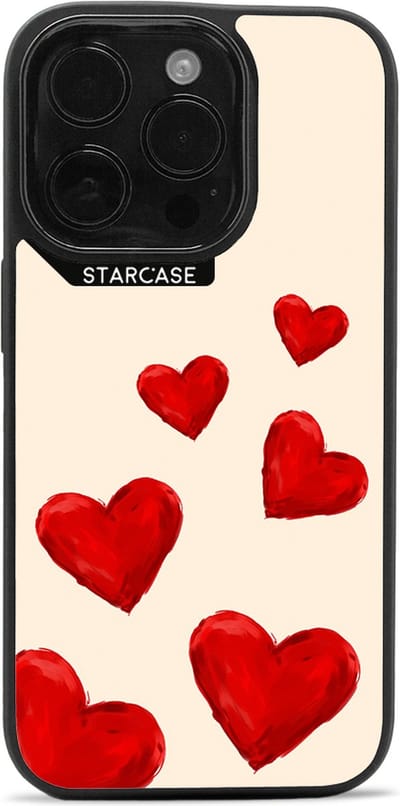 iPhone 16 Pro hoesje - magsafe hoesje / Starcase Off White Hearts - Harten / iPhone hoesje met Magsafe - Prestige