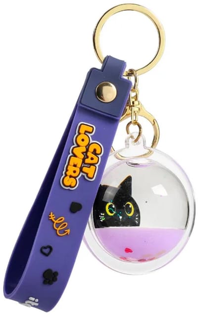 iTotal Bolvormige Vloeibare Sleutelhanger ZWARTE KAT Sphered Liquid Keychain BLACK CAT 3.3x2.9x5cm