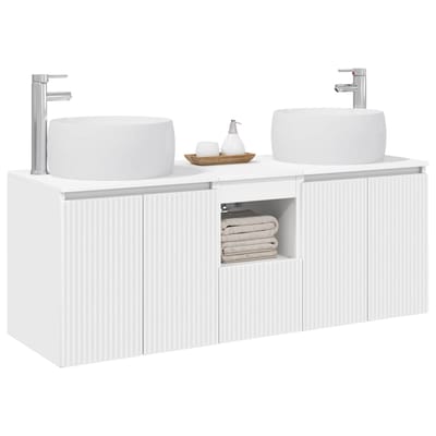 vidaXL - Badkamerkast - set - 3 - st - Wit - 49,5 - x - 44,5 - x - 66 - cm - Bewerkt - hout