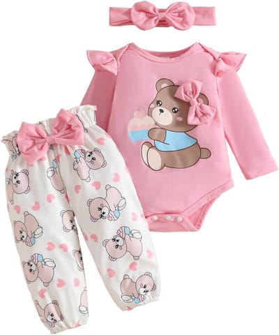 Baby Kleding Set voor Meisjes met Lange Mouwen, Rimpel Top en Elastische Broek voor Herfst en Winter, Geschikt voor Pasgeboren Tot 18 Maanden