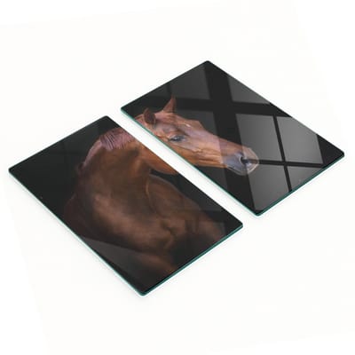 Multifunctionele decoratieve keukenplanken van gehard bruin hout met paardenmotief, 2x30x52 cm