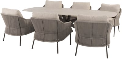 Nevada Florence low dining tuinset 250x105xH69 cm 7 delig keramiek terre Taste 4SO