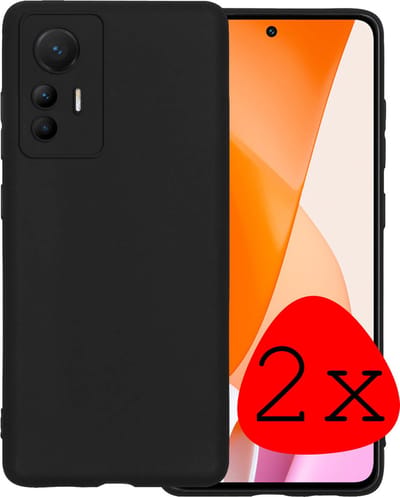 Hoesje 2 Stuks - Geschikt voor Xiaomi 12 Lite - Sterk & Shockproof - Case Siliconen - Back Cover - Telefoon Hoes - Zwart