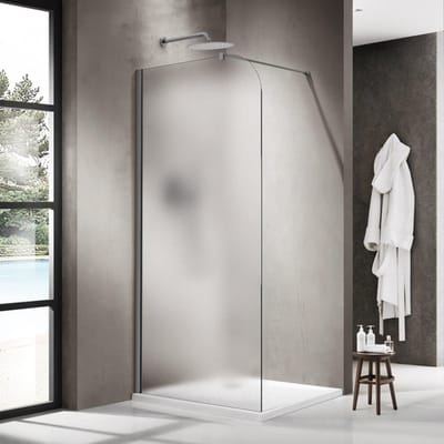 FugaFlow Eccelente Vetro Inloopdouche - 100x200cm - afgeronde glaswand - links - mat glas - wandarm - geborsteld gunmetal PVD