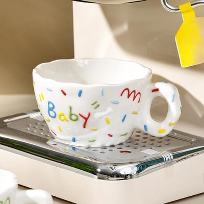 Kopje Creatief Kopje Kom met Handvol Keramiek Kinderbeker Kleine Capaciteit Melk Havermout Ontbijtbeker 216ml white
