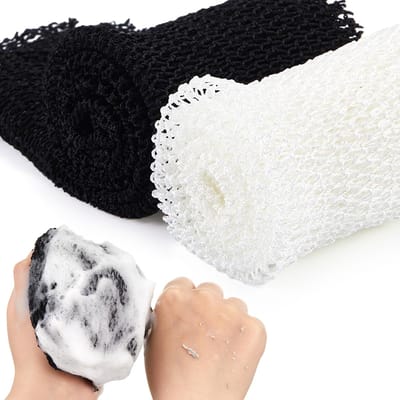Exfoliërende Net Afrikaanse Body Scrubber Bad Rag Washanddoek Douche Body Back Scrubber Skin Soepeler voor dagelijks gebruik of kous Stuffer (Zwart, Wit)