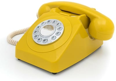 Retro vaste telefoon - met druktoetsen - mosterd