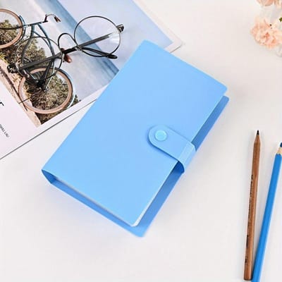 Album pour billets de banque Collection 100 billets 50 feuilles intérieures blanches Couverture PU à feuilles mobiles Album de collection de billets de banque Compact et portable bleu