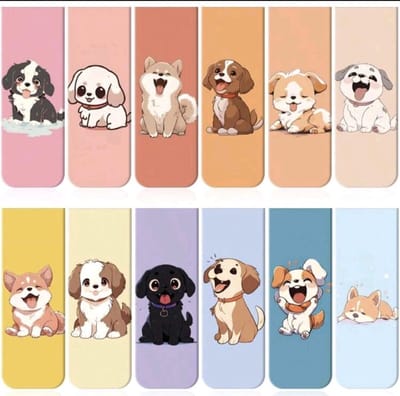 Magnetische Bladwijzers Hond & Kat – 12 Stuks – Schattige Dieren Boekenleggers – Sterke Magneet – Cadeau voor Kinderen, Studenten & Lezers – Viwado®