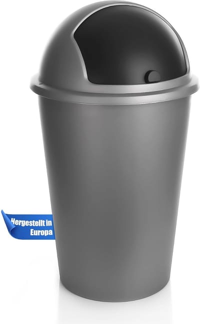 Grote Vuilnisemmer Grijs 50 Liter met Schuifdeksel - Geurdicht en Duurzaam voor Keuken en Kantoor