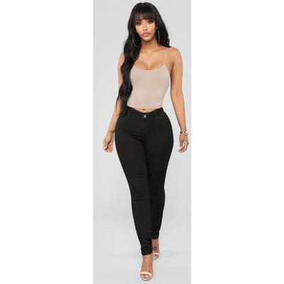Pantalon crayon en Denim extensible taille haute pour femmes, mode d'été S noir