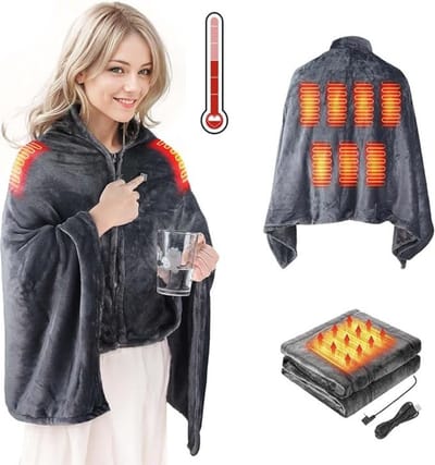 Luxe Warmtedeken – Elektrisch Deken – Electric Blanket – Heating – Verwarmd Deken – USB – Wasmachinebestendig – Lichtgewicht – Grijs