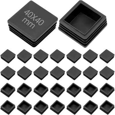 Dailygoods- Eindkappen 30 Stuks - Vierkante Lamellenstoppen - 40 x 40 mm - Zwarte Kunststof Buiskappen - Duurzaam en Weerbestendig - Geschikt voor Aluminium Profiel - Buisdoppen