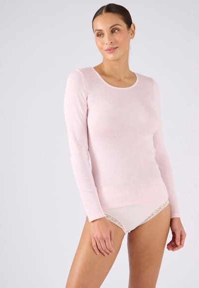 Damart - T-shirt met lange mouwen fijn ribgebreid Thermolactyl - Dames - Roze - 34-36 (XS)