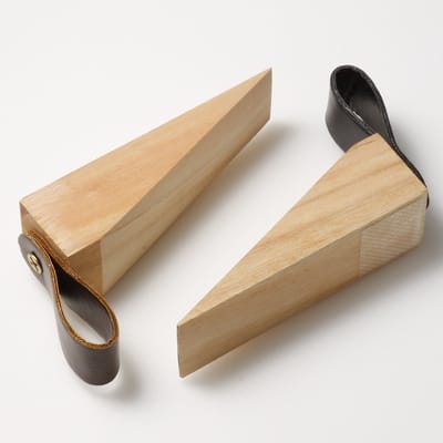 6 stuks deurstoppers van massief hout - Anti-diefstal deurstopper van massief hout - Deurstopper - Beige - 10×3×3cm- Vermindert schade aan deuren en ramen