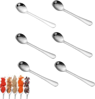 Dailygoods - Kleine lepel van roestvrij staal, 6 kleine lepels van roestvrij staal, 7,5 cm, schattig, mini-kruidenlepel, zout, honing, suiker, kleine lepels