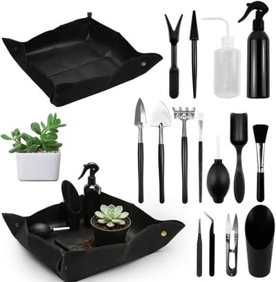 Complete Tuinset van 14 Stukjes - RVS Tuingereedschap voor Plantenverzorging, Succulenten en Bodemverwerking