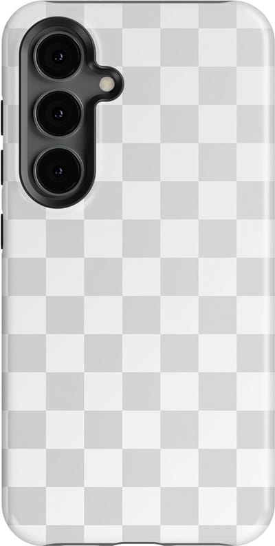 Design Hoesje Samsung Galaxy S24 | Geschikt Voor Mag | Tiny Squares Checkered Print | Backcover Samsung Galaxy S24 Ivory Squares