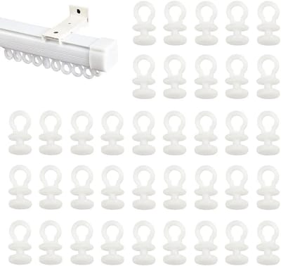 100 Stuks Gordijnhaken, Plastic Glijders voor Gordijnrails, Witte Haken voor Raam- en Douchegordijnen, Ideaal voor Thuisgebruik en Decoratie