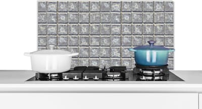 Spatscherm keuken 90x45 cm - Kookplaat achterwand Tegels - Metaal - Patronen - Muurbeschermer - Spatwand fornuis - Hoogwaardig aluminium