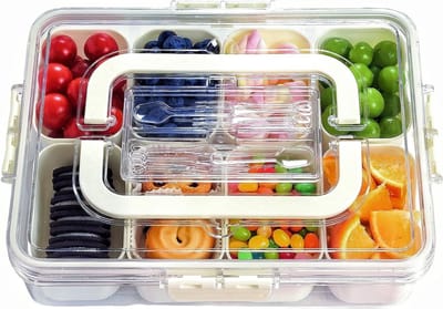 Snackdoos met Compartimenten en Deksel, Ideaal voor Snoep, Fruit en Snacks, Draagbare en Veelzijdige Snackoplossing
