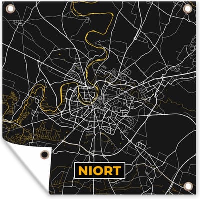 Tuin poster Stadskaart - Niort - Frankrijk - Kaart - Plattegrond - 200x200 cm - Tuindoek