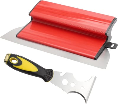 Premium 25 cm roestvrijstalen vlakspatel met ergonomische handgreep en verwisselbaar lemmet voor gipsplaten en behangwerkzaamheden