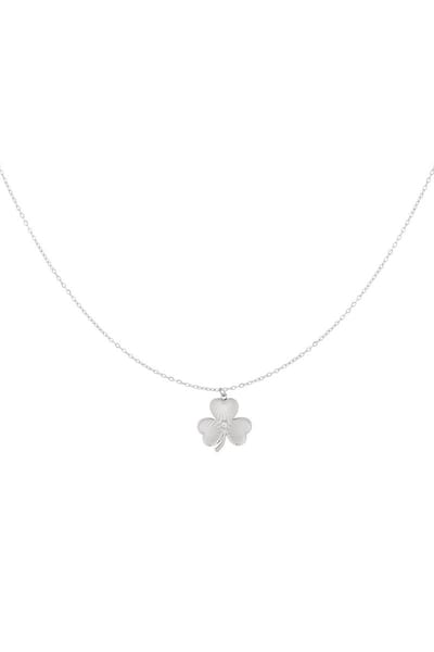 Lucky charm ketting - zilver - klaver - stainless steel - RVS - necklace - gift - cadeau - geluk - klavertje - leuke ketting - jewelry - sieraden