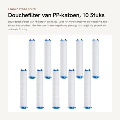 Dailygoods- Douchefilter 10 Stuks - PP-Katoen - Afneembare Handdouche - Hoogwaardig Materiaal - Efficiënt Waterfilter - Veilig en Milieuvriendelijk