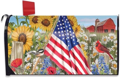 Brievenbus Cover - Brievenbusdecoratie Buiten - Huis Verfraaien - Magnetische Bevestiging - 6.5 x 19 inch - Amerikaanse Bloemen